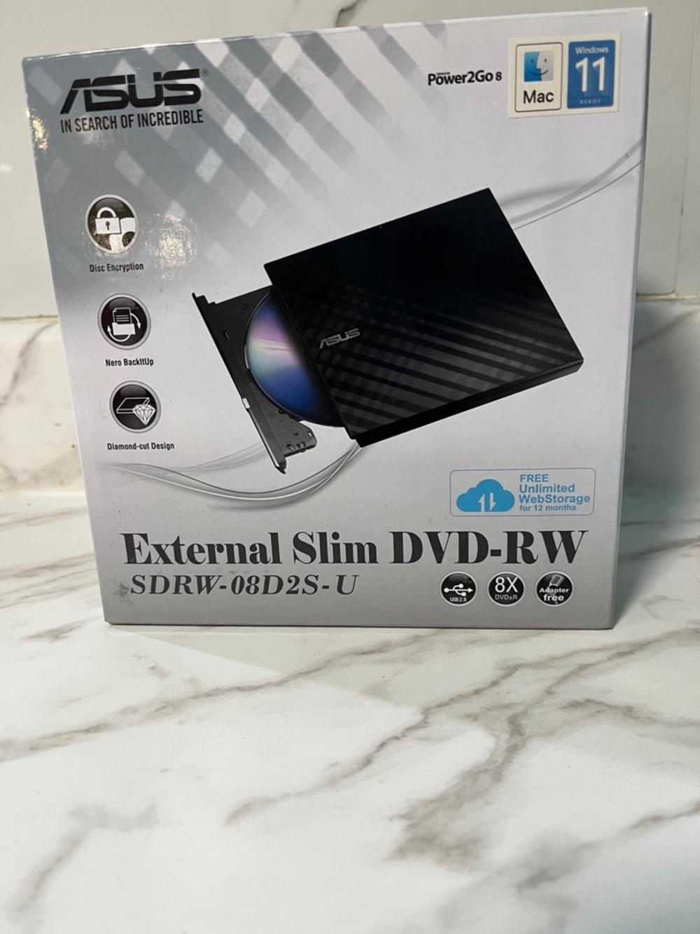 ASUS External Slim DVD-RW Drive in Black
